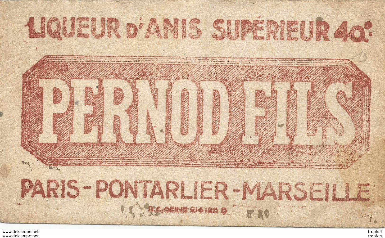 PZ / Rare BUVARD ANCIEN établissement PERNOD FILS PONTARLIER MARSEILLE PAIRS Liqueur D'anis 40 ° - Schnaps & Bier