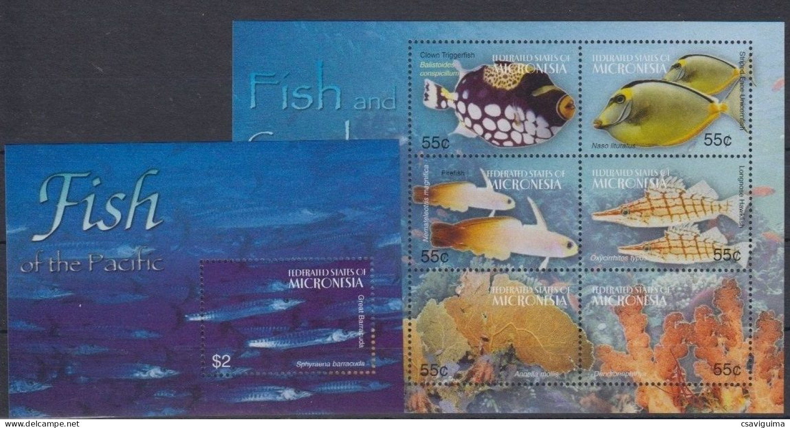 Micronesia - 2004 - Fish - Yv 1346/51 + Bf 145 - Poissons