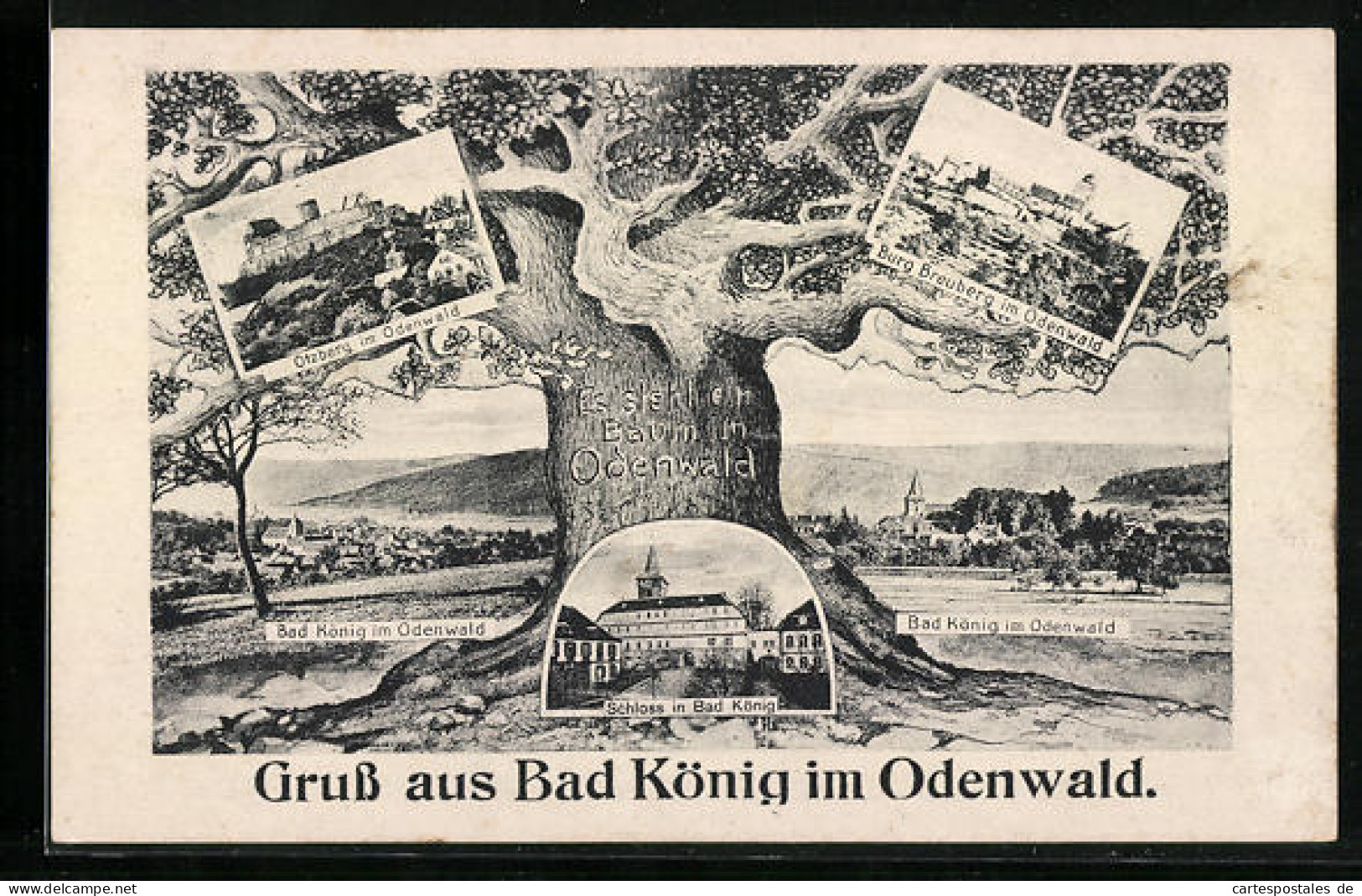 AK Bad König Im Odenwald, Ortsansicht, Otzberg, Burg Breuberg  - Odenwald