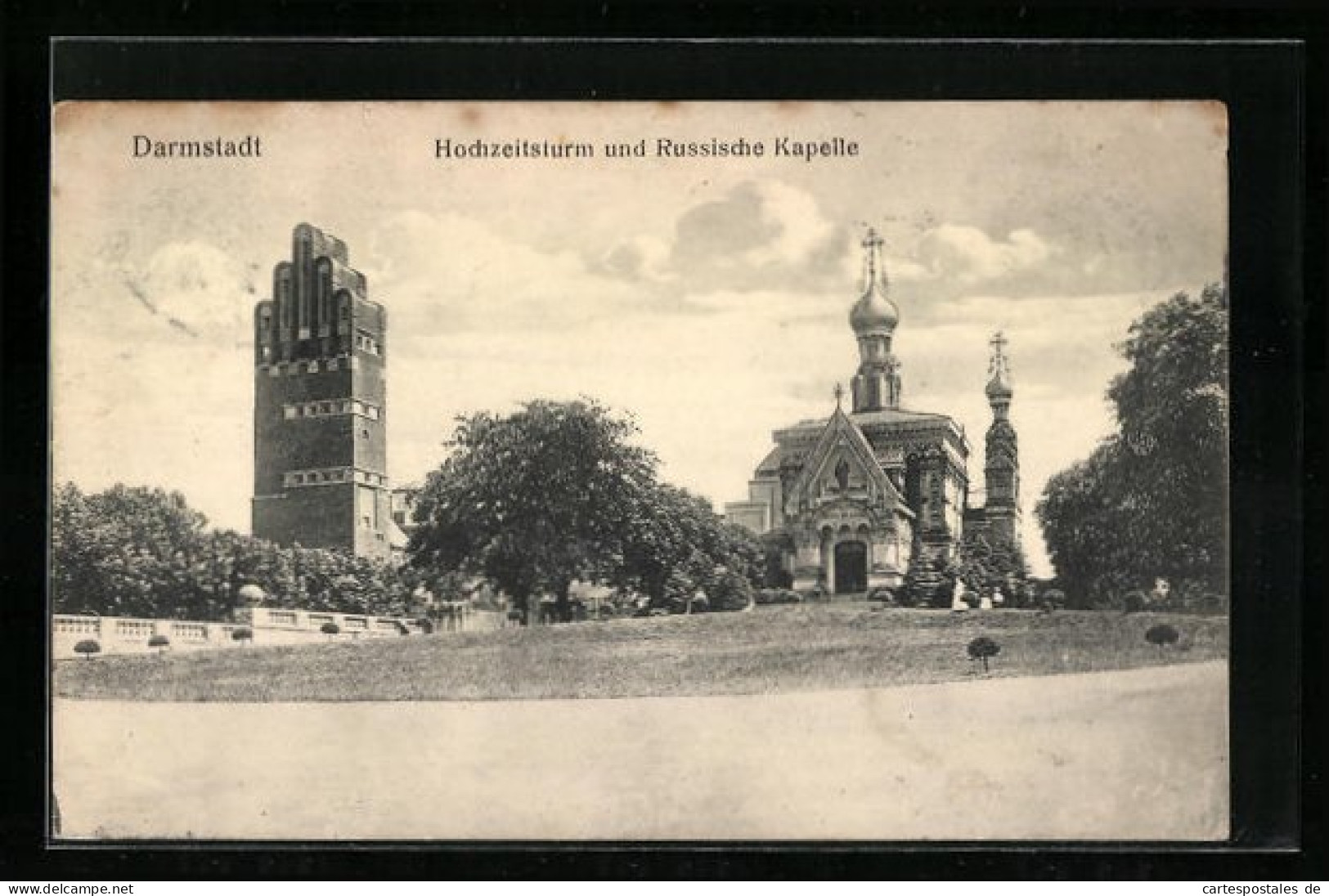 AK Darmstadt, Hochzeitsturm Und Russische Kapelle  - Darmstadt