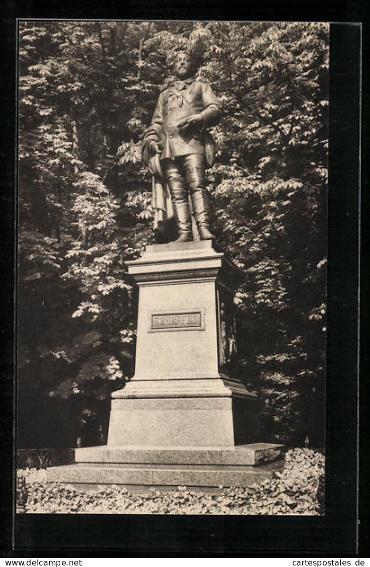 AK Heidelberg, Scheffeldenkmal Auf Der Terrasse Des Schlosses  - Heidelberg