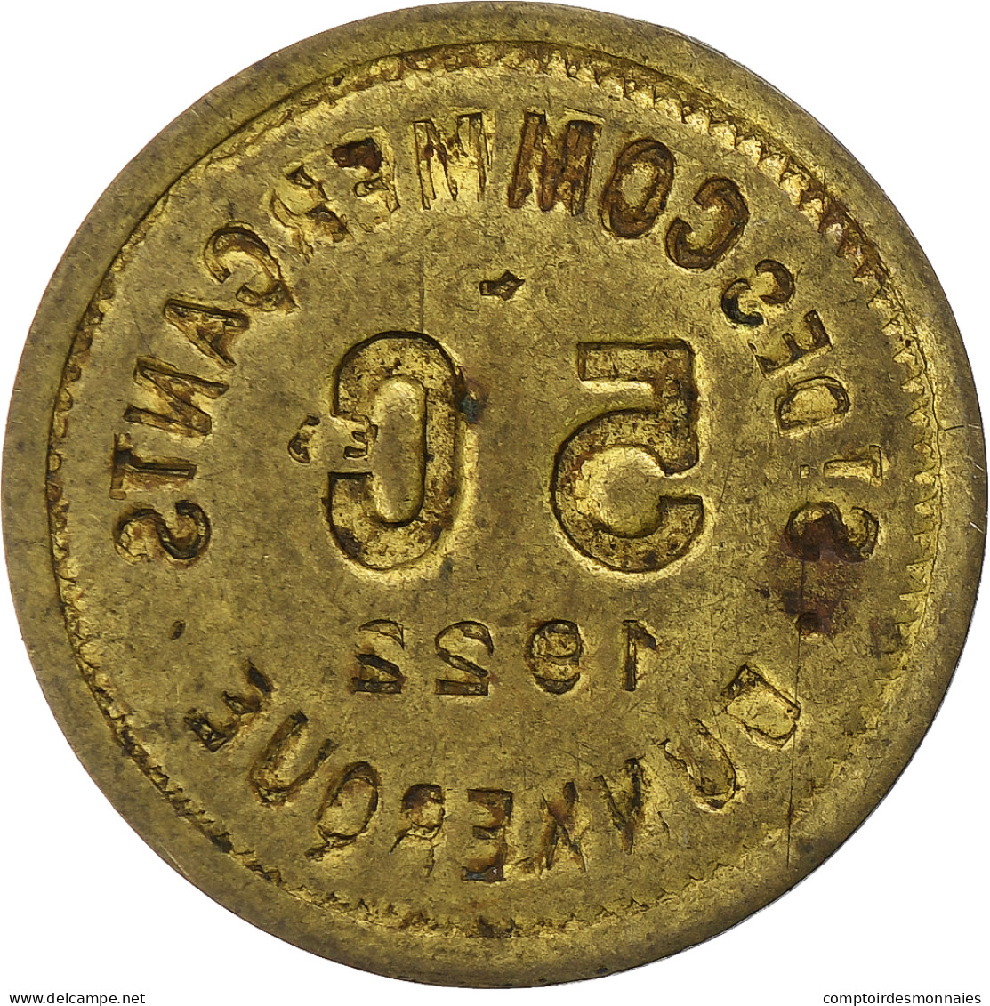 France, Société Des Commerçants - Dunkerque, 5 Centimes, 1922, TTB, Laiton - Monetary / Of Necessity
