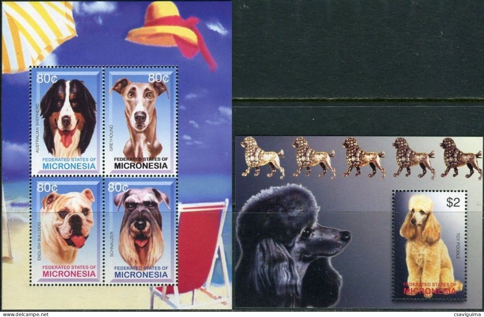 Micronesia - 2003 - Dogs - Yv 1273/76 + Bf 130 - Dogs