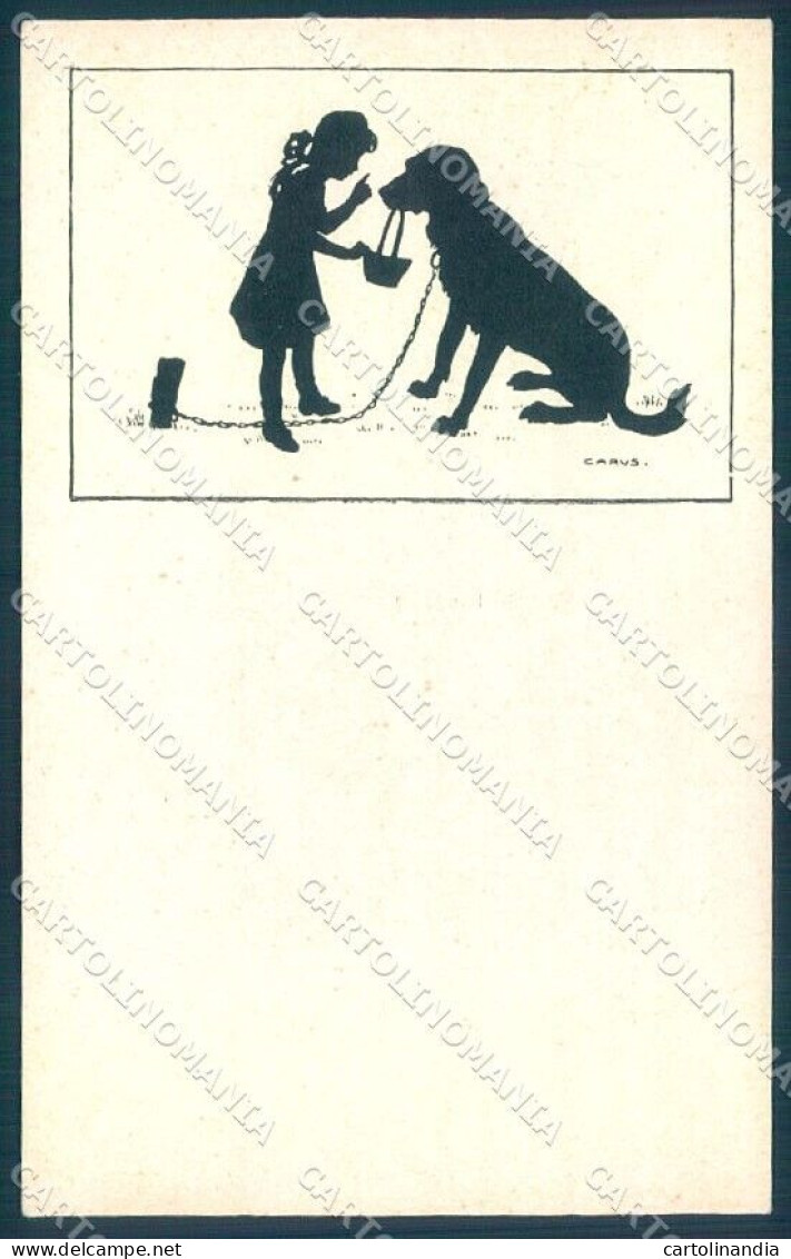 Animals Carus Dog Child Girl Silhouette Serie 23 Cartolina Postcard TW1135 - Sonstige & Ohne Zuordnung