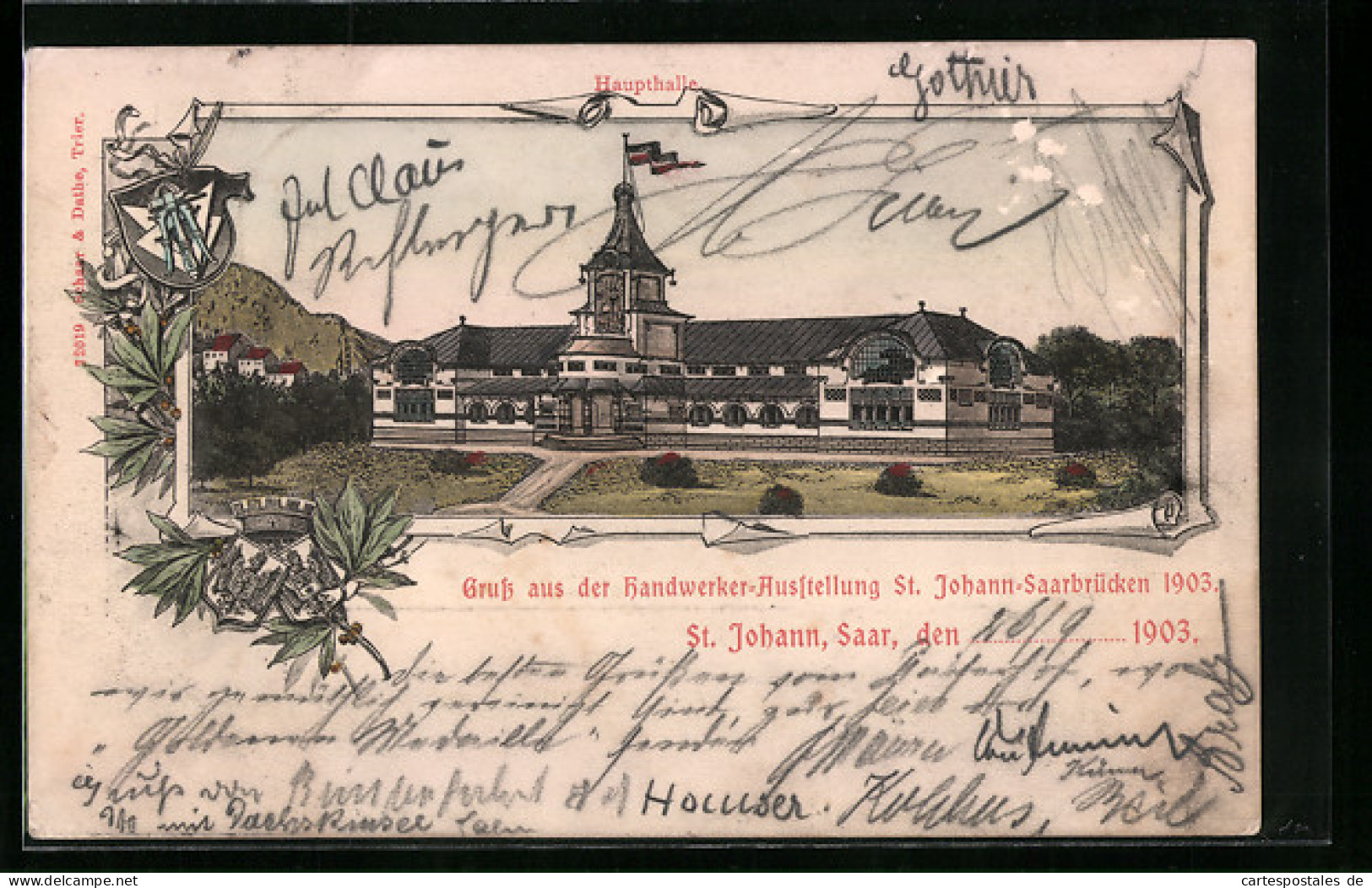 AK St. Johann /Saar, Handwerker-Ausstellung 1903, Haupthalle, Wappen  - Expositions