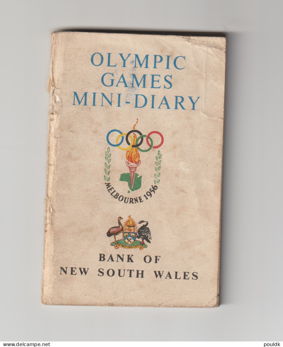 Olympic Games In Melbourne 1956. Olympic Games Mini - Diary Presented By Bank Of South Wales. Postal Weight - Ete 1956: Melbourne