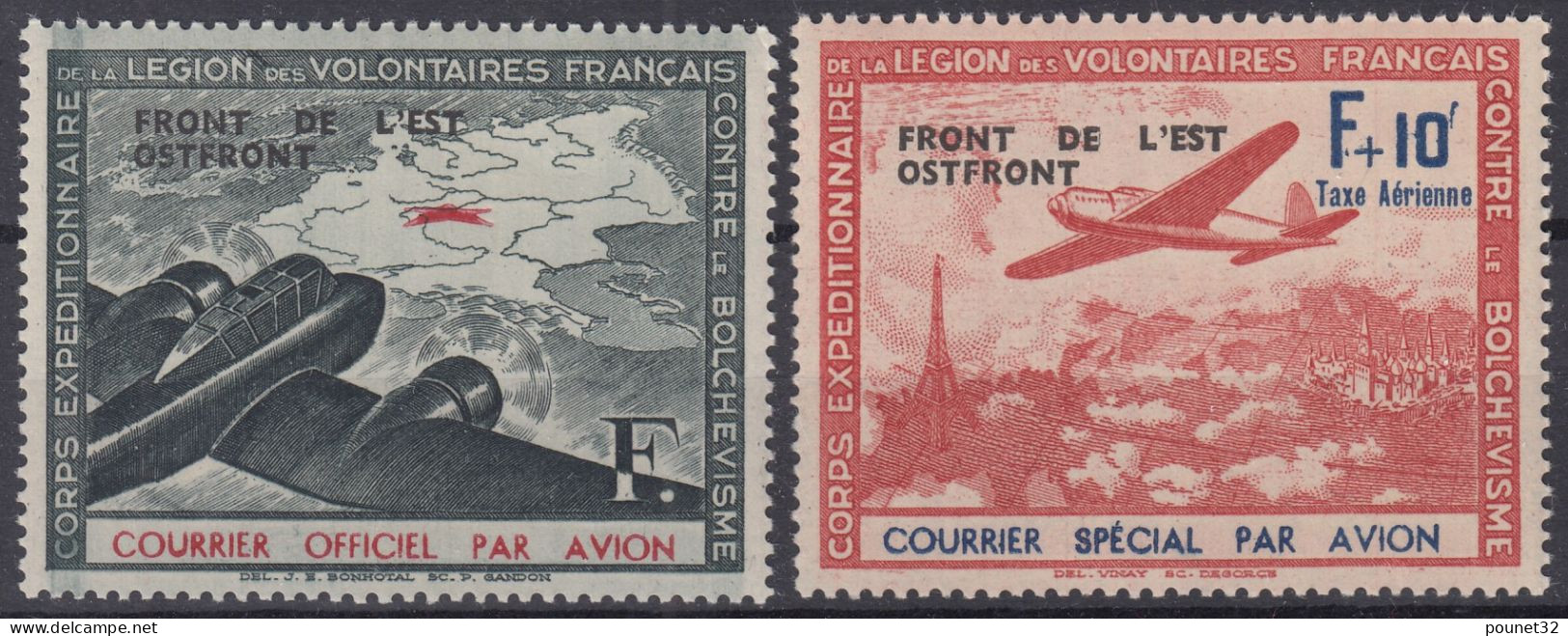 FRANCE LVF COURRIER PAR AVION FRONT DE L'EST N° 4/5 NEUFS** GOMME SANS CHARNIERE - Guerre (timbres De)