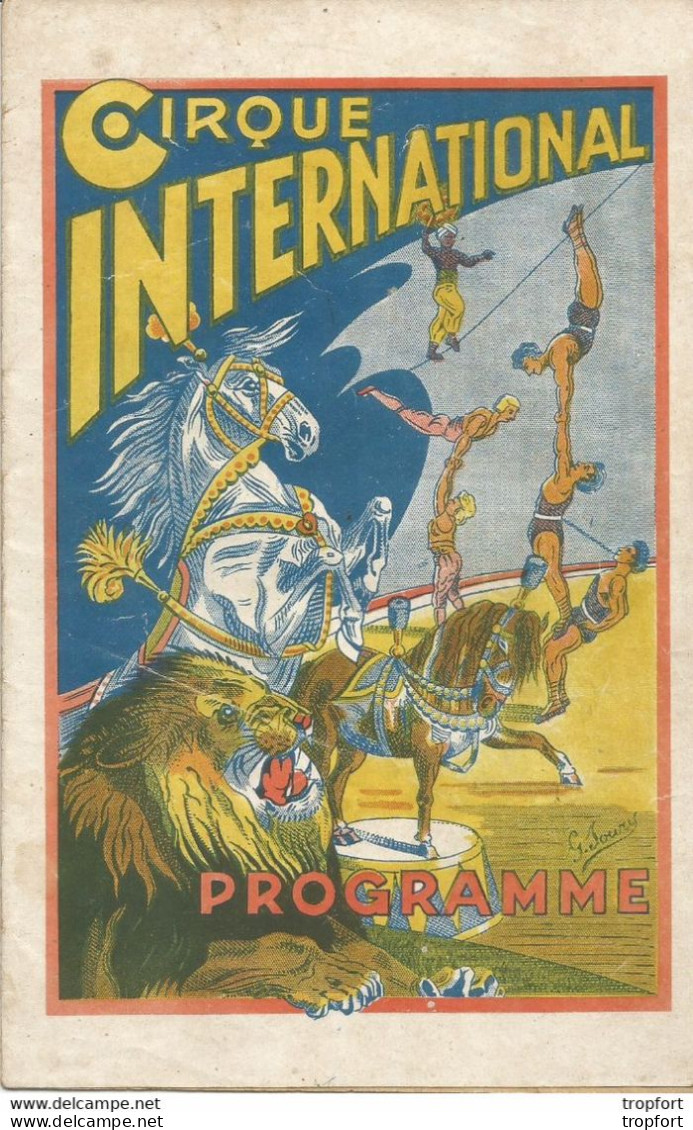 AO / PROGRAMME CIRQUE International 1945 AEROS RACSO'S Trio Dax BOXE JIM ROSE MARZO - Programmes