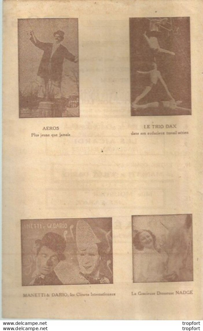 AO / PROGRAMME CIRQUE International 1945 AEROS RACSO'S Trio Dax BOXE JIM ROSE MARZO - Programmes