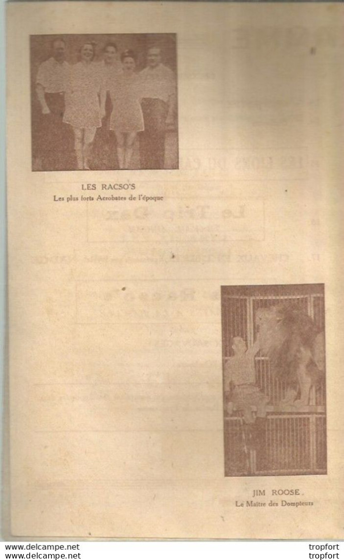 AO / PROGRAMME CIRQUE International 1945 AEROS RACSO'S Trio Dax BOXE JIM ROSE MARZO - Programs