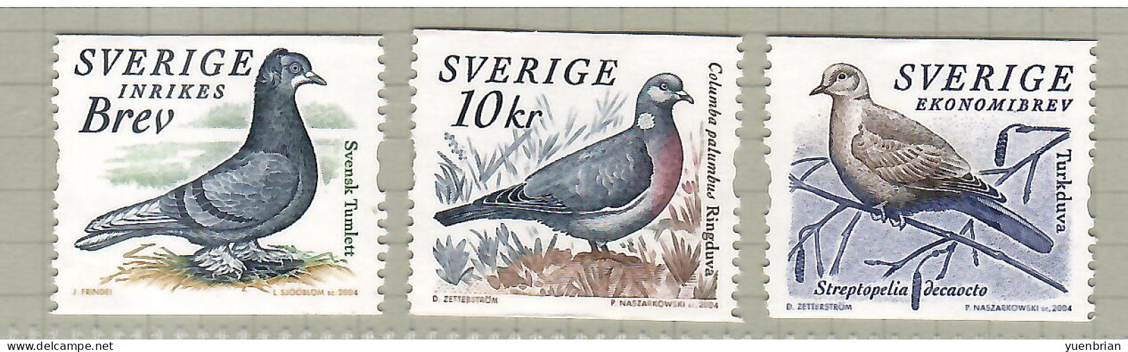 Sweden 2004, Bird, Birds, Doves And Pigeons, Set Of 3v, MNH** - Other & Unclassified