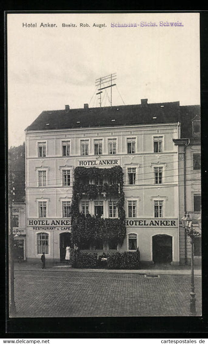 AK Schandau /Sa., Hotel Anker Rob. Augst., Strassenansicht  - Bad Schandau