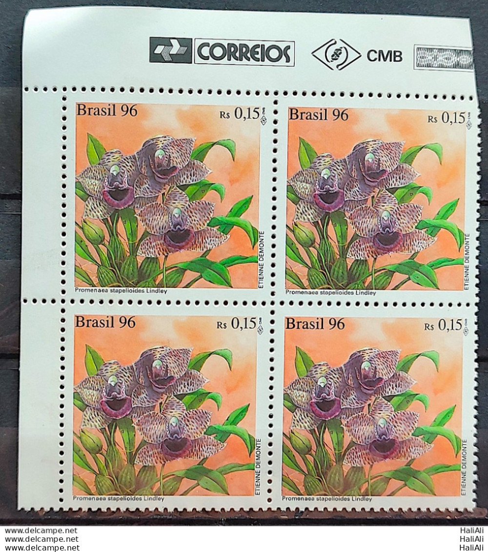 C 2007 Brazil Stamp World Orchid Conference Flora Prometae 1996 Block Of 4 Vignette Correios - Unused Stamps