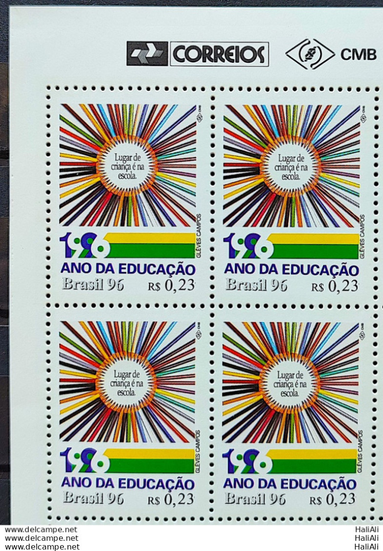 C 2004 Brazil Stamp Year Of Education 1996 Block Of 4 Vignette Correios - Nuovi