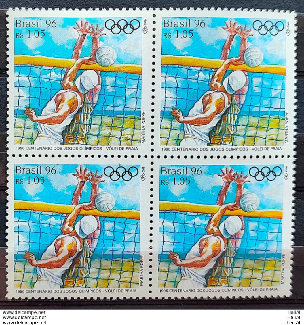 C 1998 Brazil Stamp 100 Years Olympic Games Atlanta 1996 Volleyball Block Of 4 - Nuovi