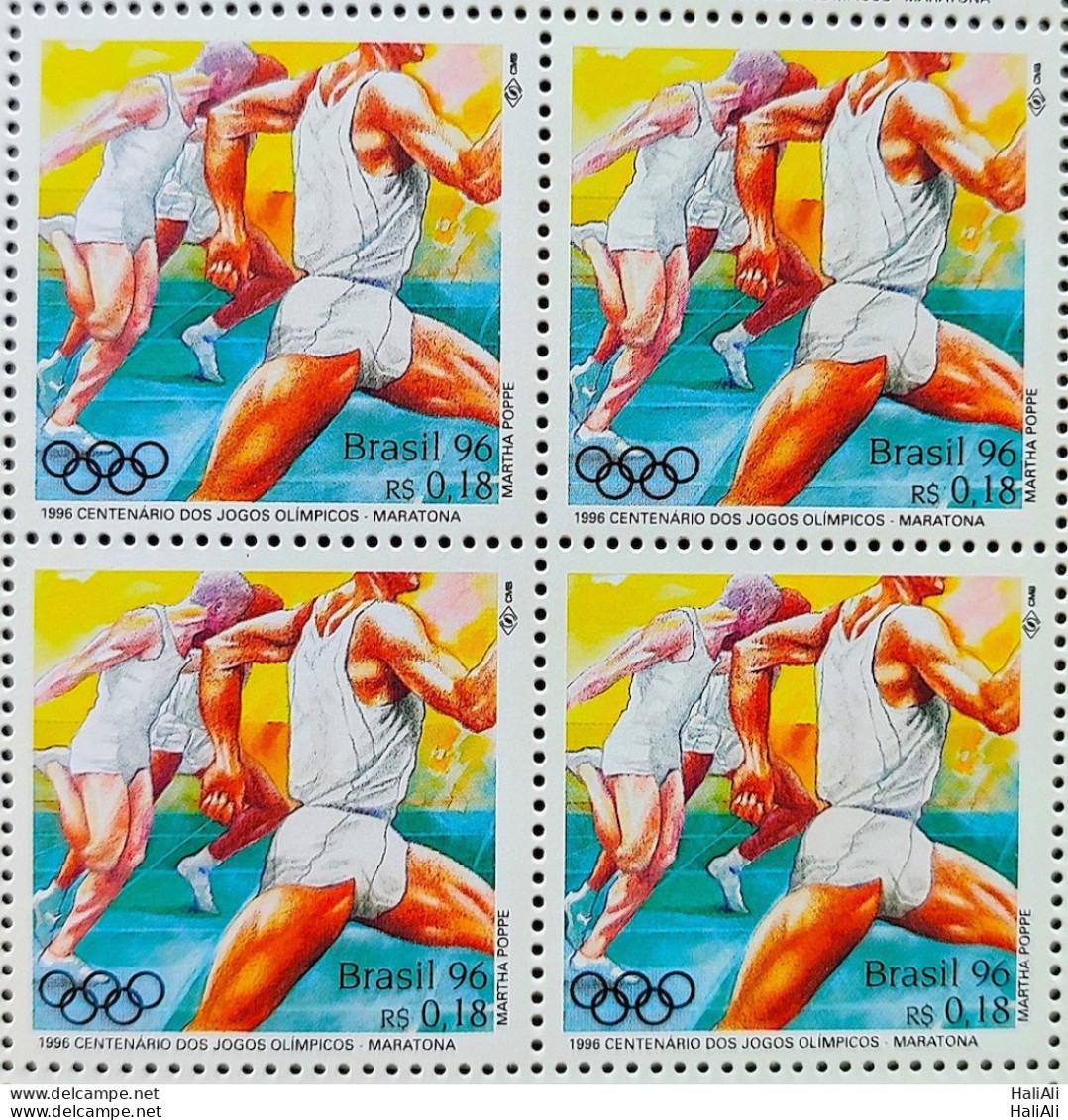 C 1996 Brazil Stamp 100 Years Olympic Games Atlanta 1996 Maratona Block Of 4 - Nuovi