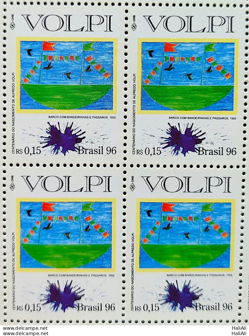 C 1988 Brazil Stamp 100 Years Alfredo Volpi Art 1996 Block Of 4 - Ongebruikt