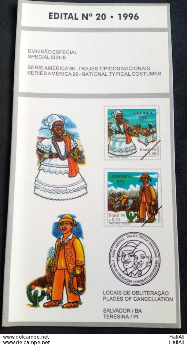 Brochure Brazil Edital 1996 20 Typical Baiana Costumes Without Stamp - Brieven En Documenten