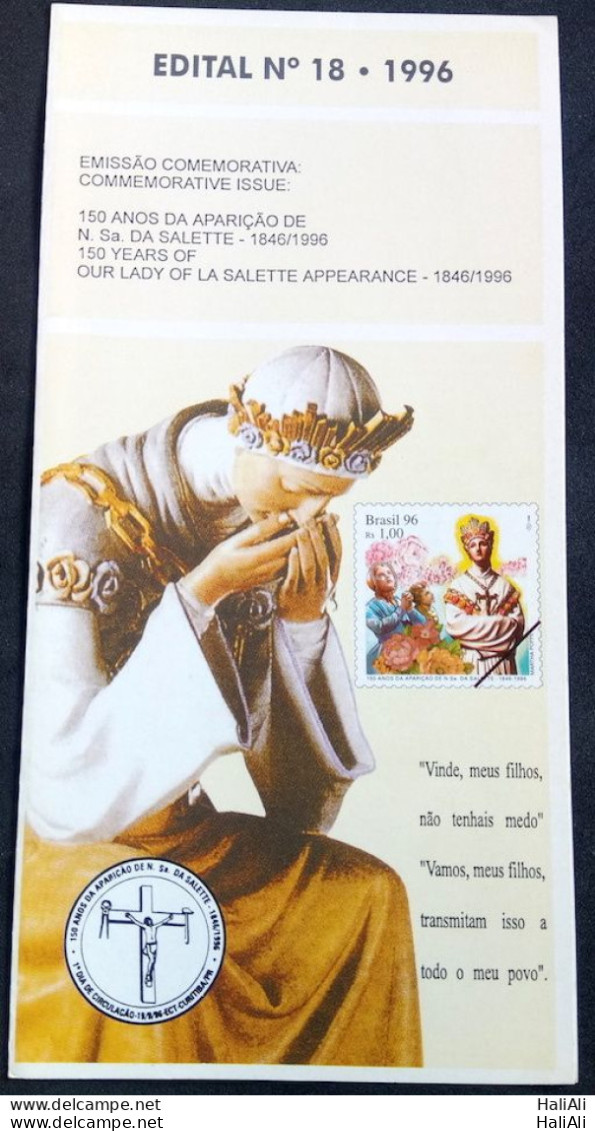 Brochure Brazil Edital 1996 18 Salette Religion Without Stamp - Cartas & Documentos