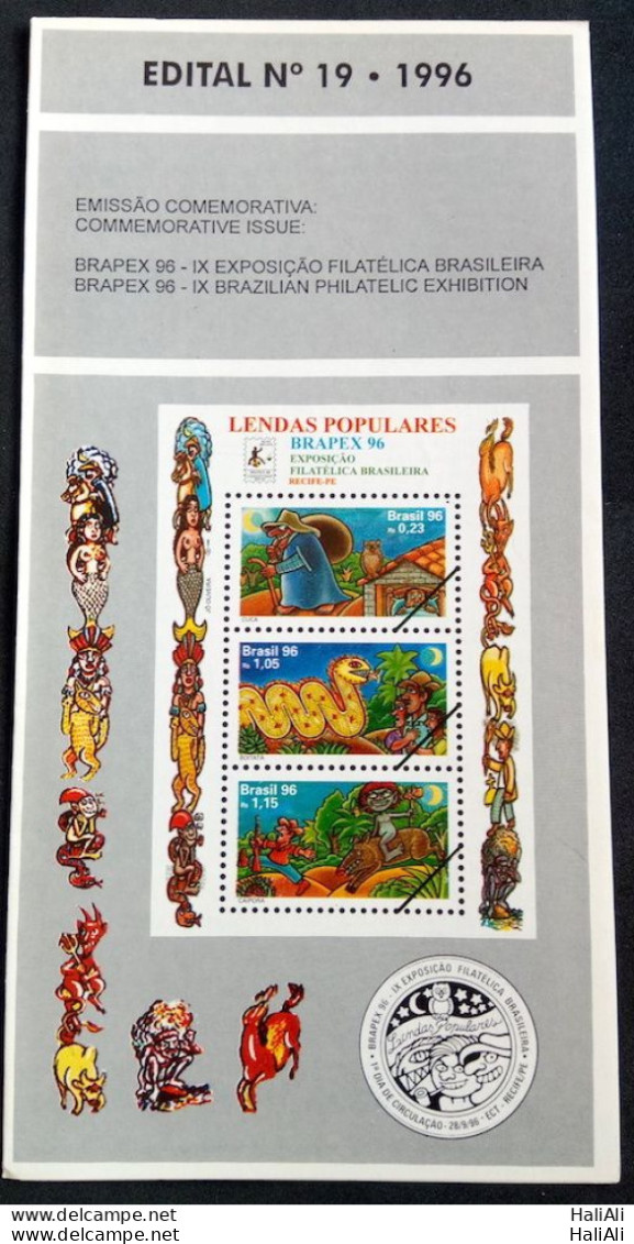 Brochure Brazil Edital 1996 19 IX Brapex Block Without Stamp - Storia Postale