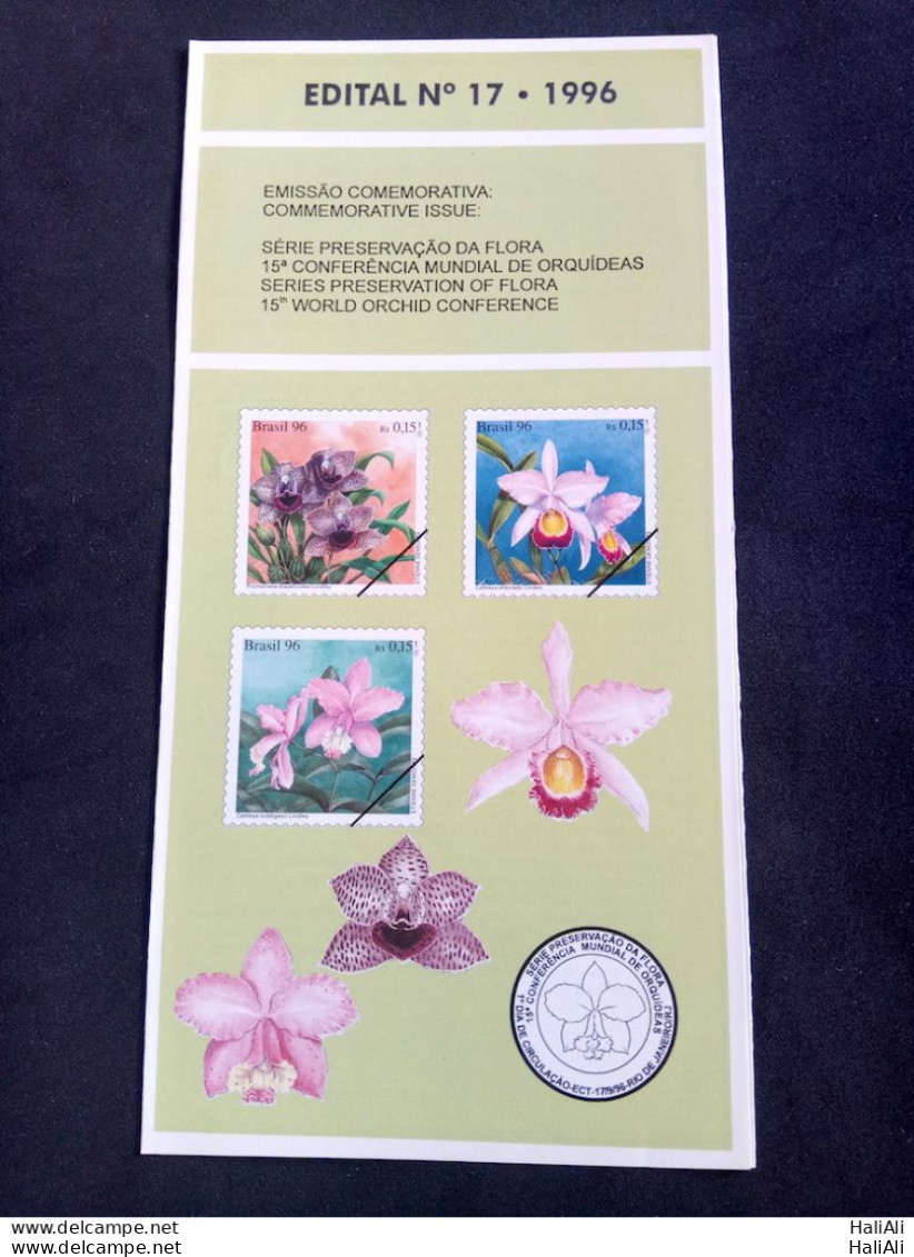 Brochure Brazil Edital 1996 17 Flora Orchids Flower Without Stamp - Lettres & Documents