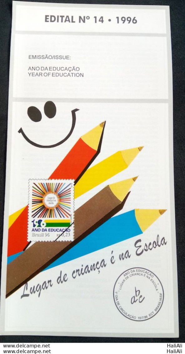 Brochure Brazil Edital 1996 14 Education Without Stamp - Lettres & Documents