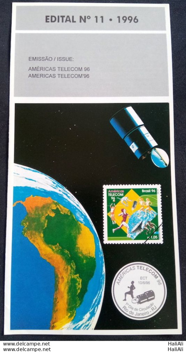 Brochure Brazil Edital 1996 11 Americas Telecom Satellite Communication Without Stamp - Cartas & Documentos