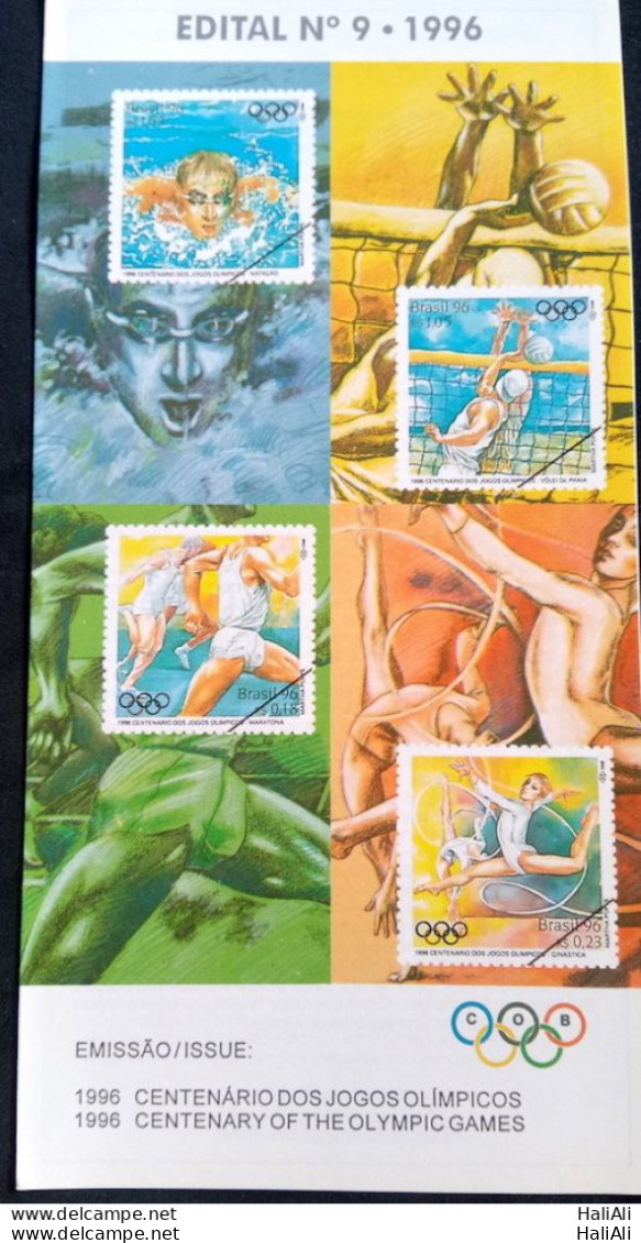 Brochure Brazil Edital 1996 09 Swimming Volleyball Athletics Gymnastics Sport Without Stamp - Lettres & Documents