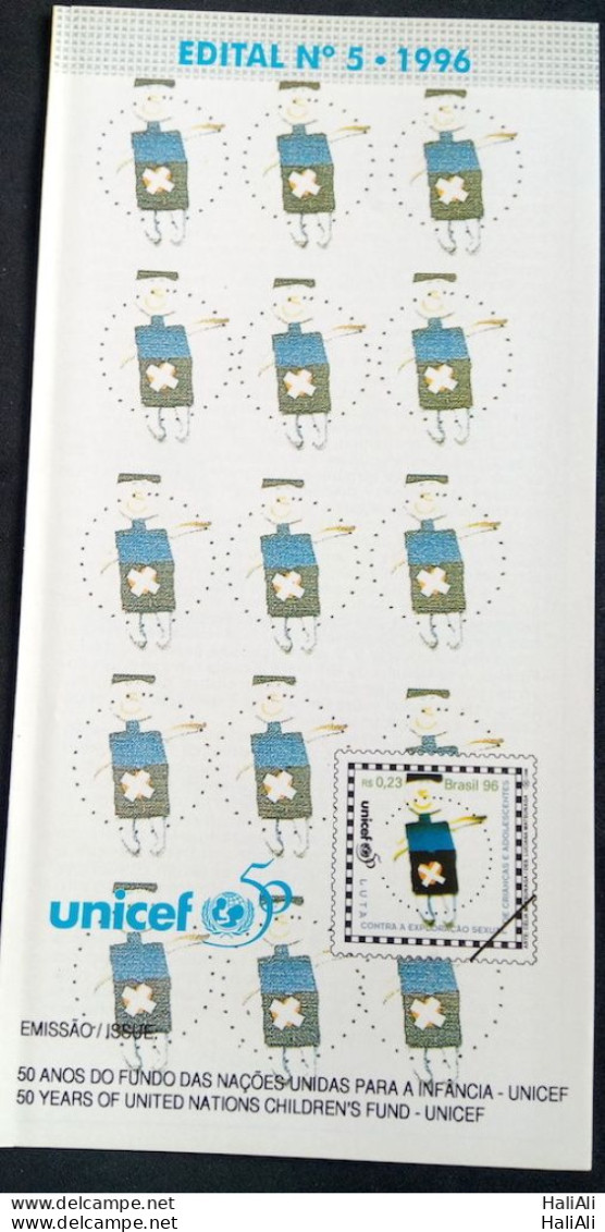 Brochure Brazil Edital 1996 05 UNICEF Child Without Stamp - Covers & Documents