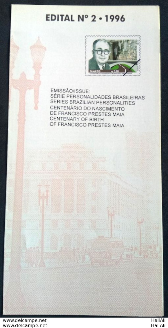 Brochure Brazil Edital 1996 02 Personalities Francisco Prestes Without Stamp - Covers & Documents