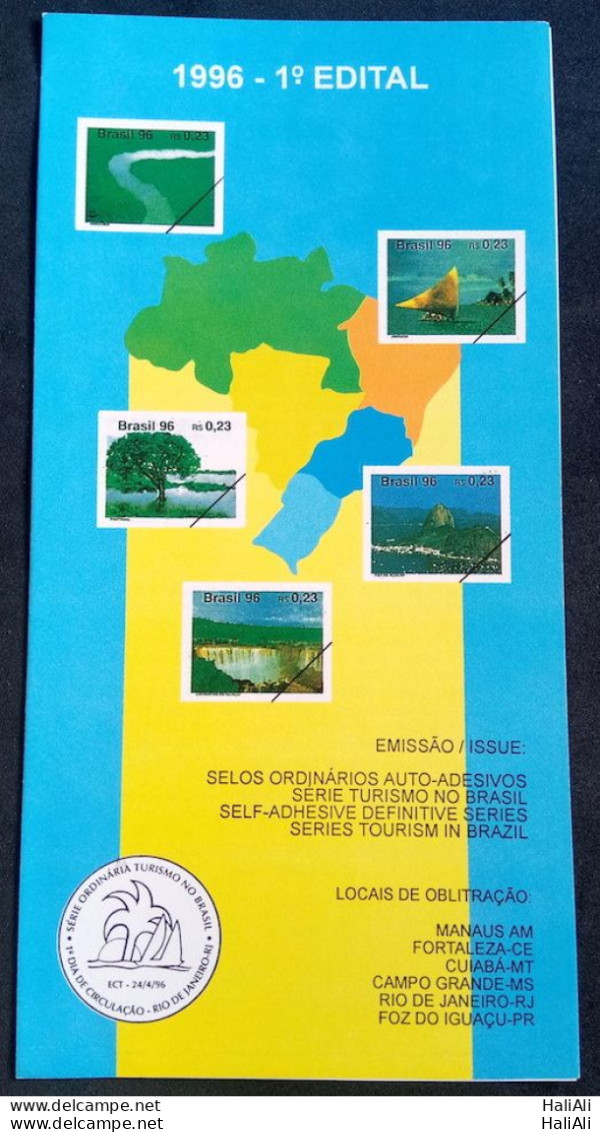 Brochure Brazil Edital 1996 01 Tourism RJ Fortaleza Sail Cachoeira Without Stamp - Lettres & Documents