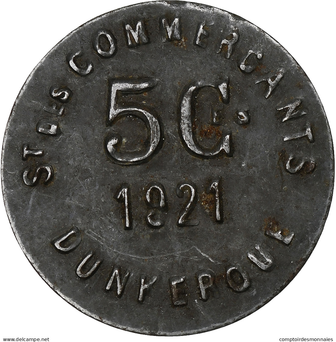 France, Société Des Commerçants - Dunkerque, 5 Centimes, 1921, TTB, Iron - Monétaires / De Nécessité