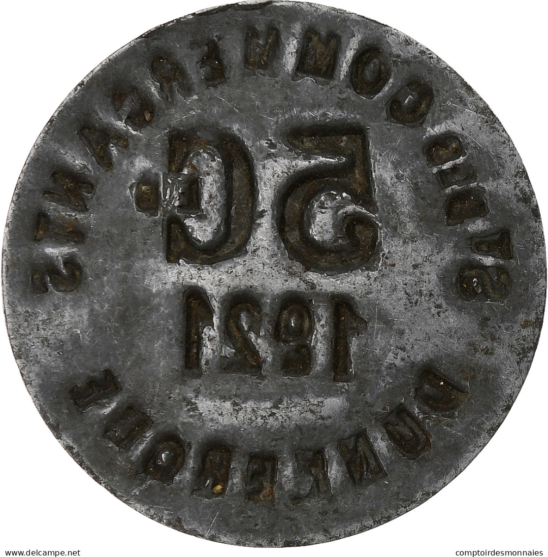 France, Société Des Commerçants - Dunkerque, 5 Centimes, 1921, TTB, Iron - Monétaires / De Nécessité