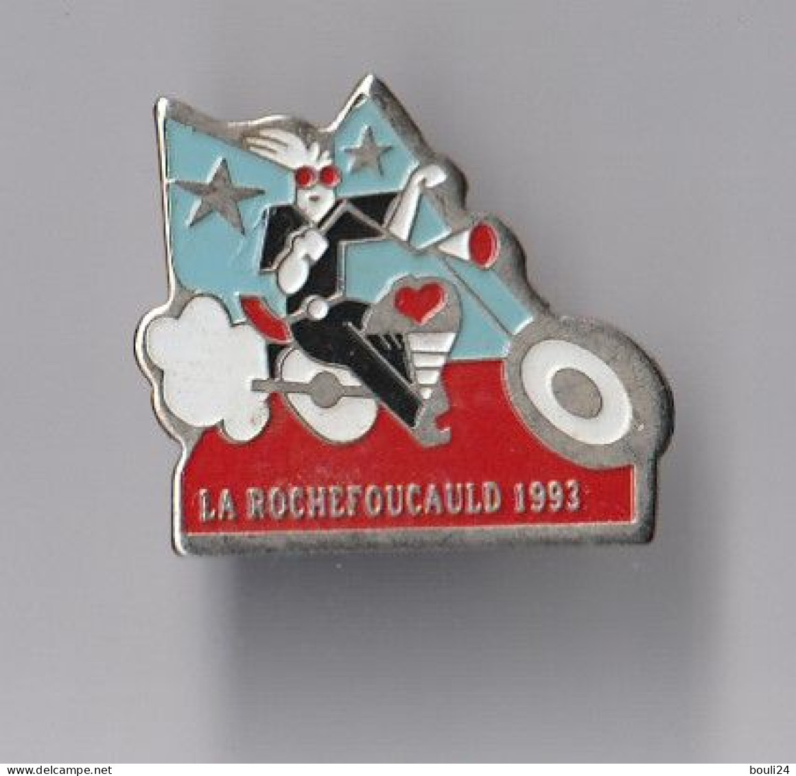 PIN'S THEME VILLE LA ROCHEFOUCAULD  1993  MOTO   EN ANGOUMOIS - Steden