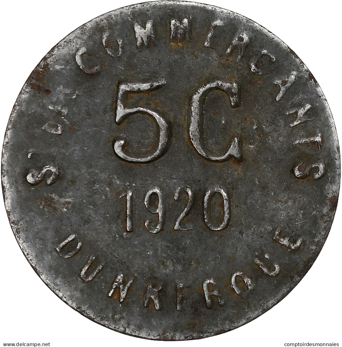 France, Société Des Commerçants - Dunkerque, 5 Centimes, 1920, TTB, Iron - Monetary / Of Necessity