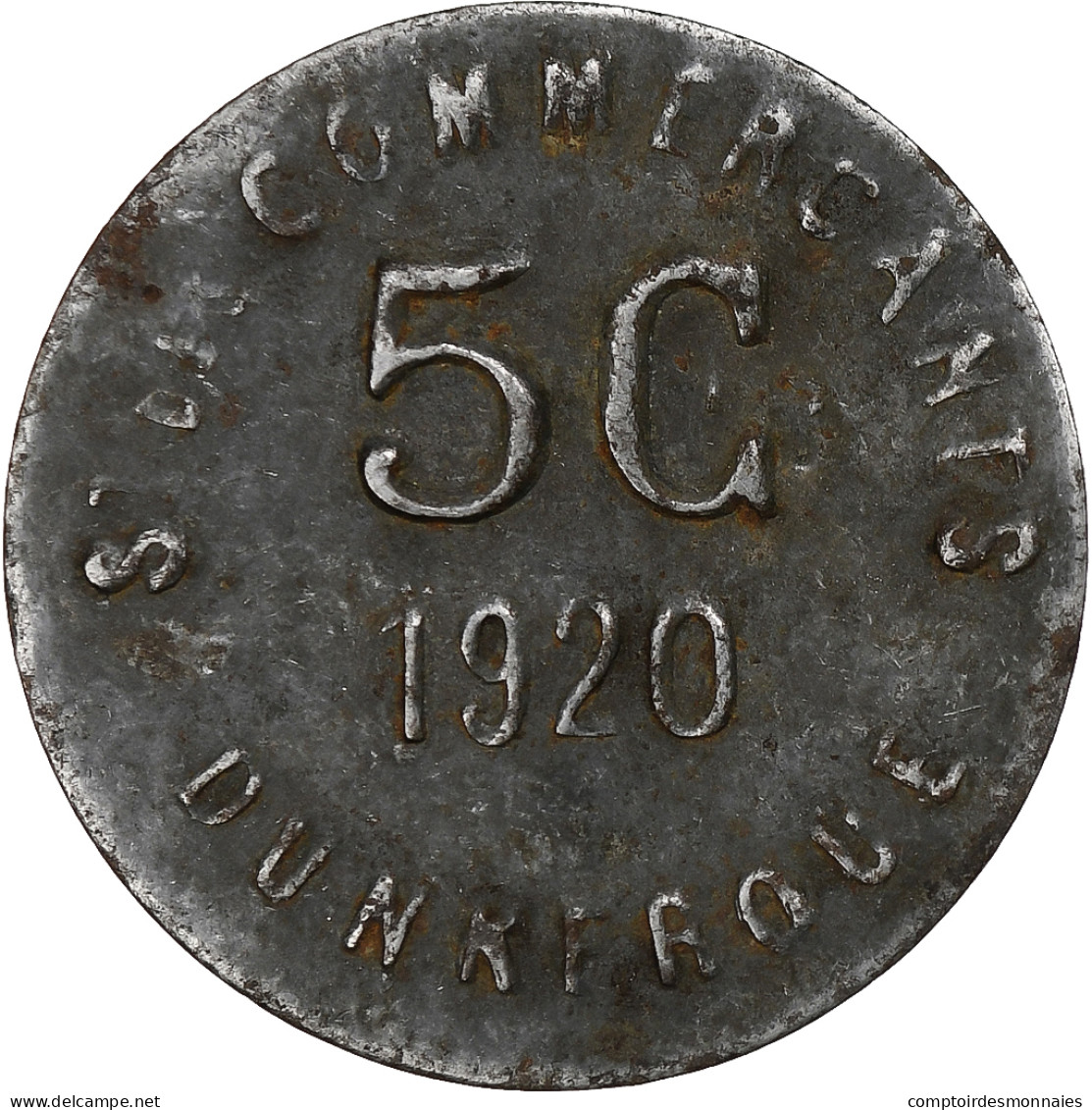 France, Société Des Commerçants - Dunkerque, 5 Centimes, 1920, TTB, Iron - Monetari / Di Necessità