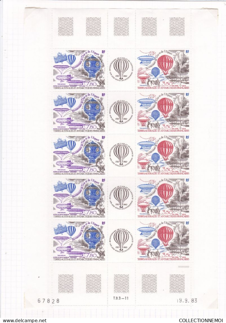 Feuille Entiere BICENTENAIRE DE L AIR ET DE L ESPACE - Unused Stamps