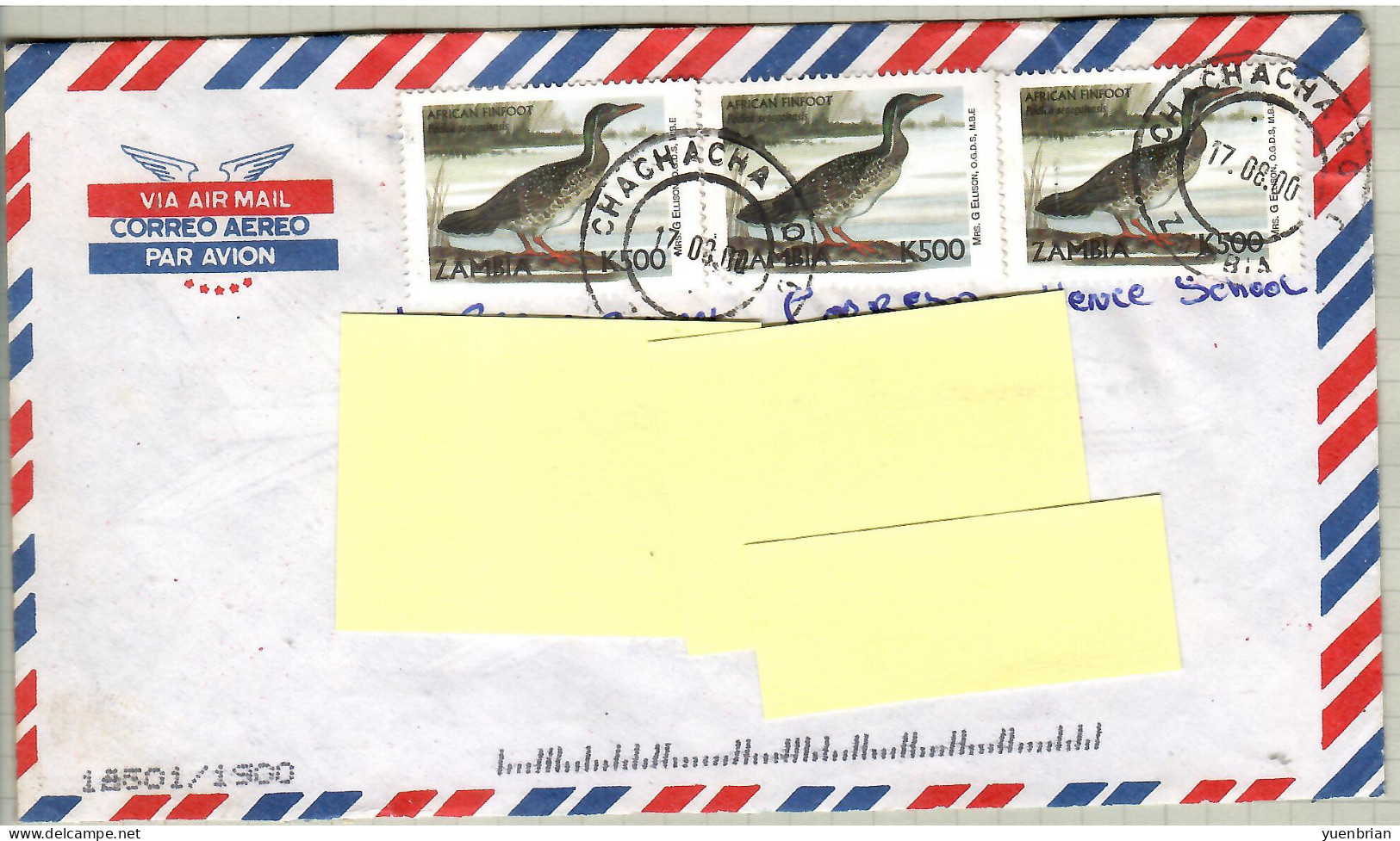 Zambia 2000, Bird, Birds, Circulated Cover - Sonstige & Ohne Zuordnung