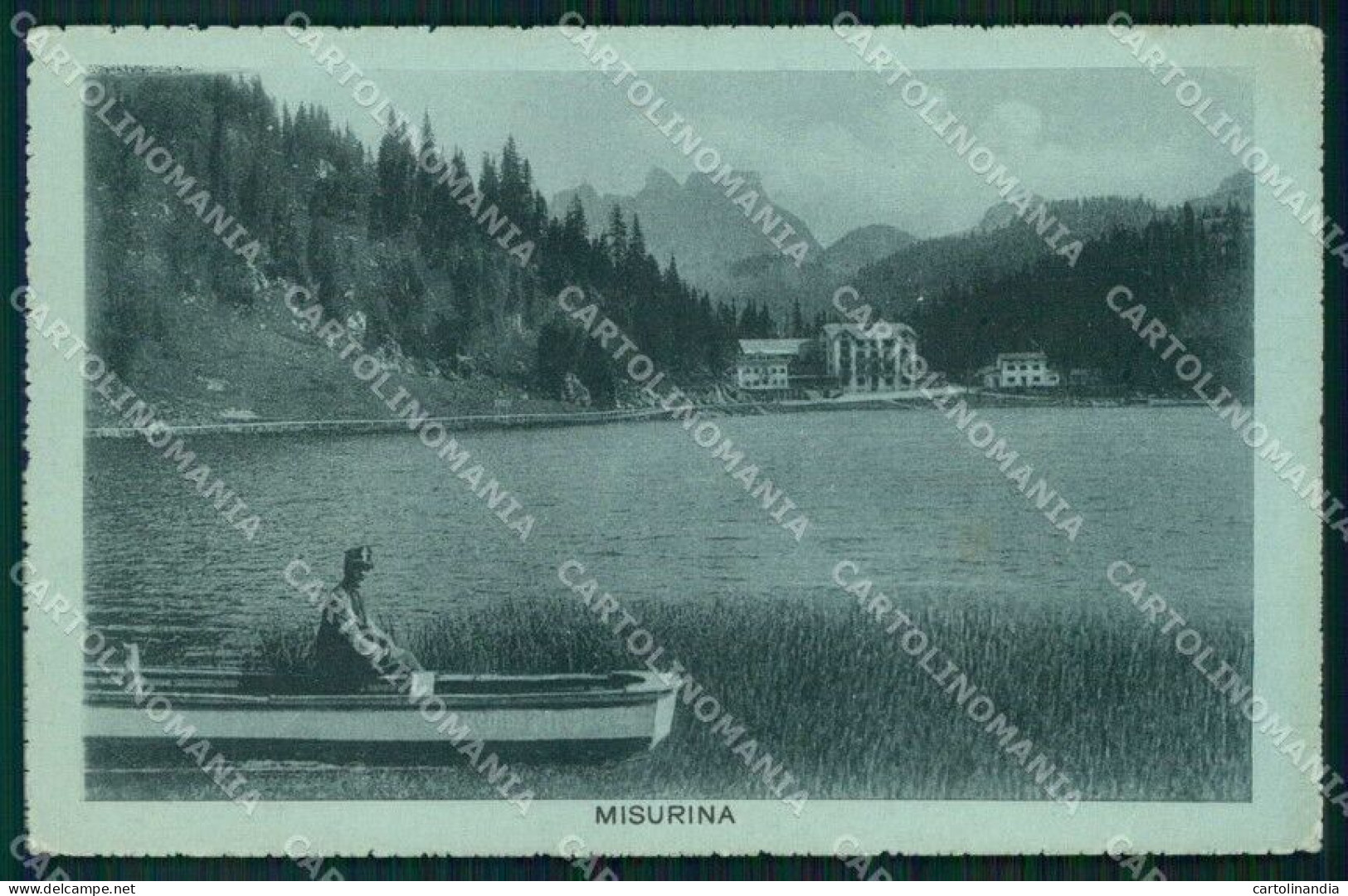 Belluno Auronzo Di Cadore Misurina Lago Barca Cartolina RB8909 - Belluno