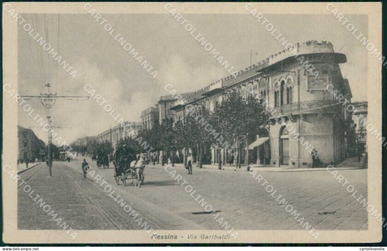 Messina Città Via Garibaldi Carrozza Con Cavallo Cartolina RB9049 - Messina