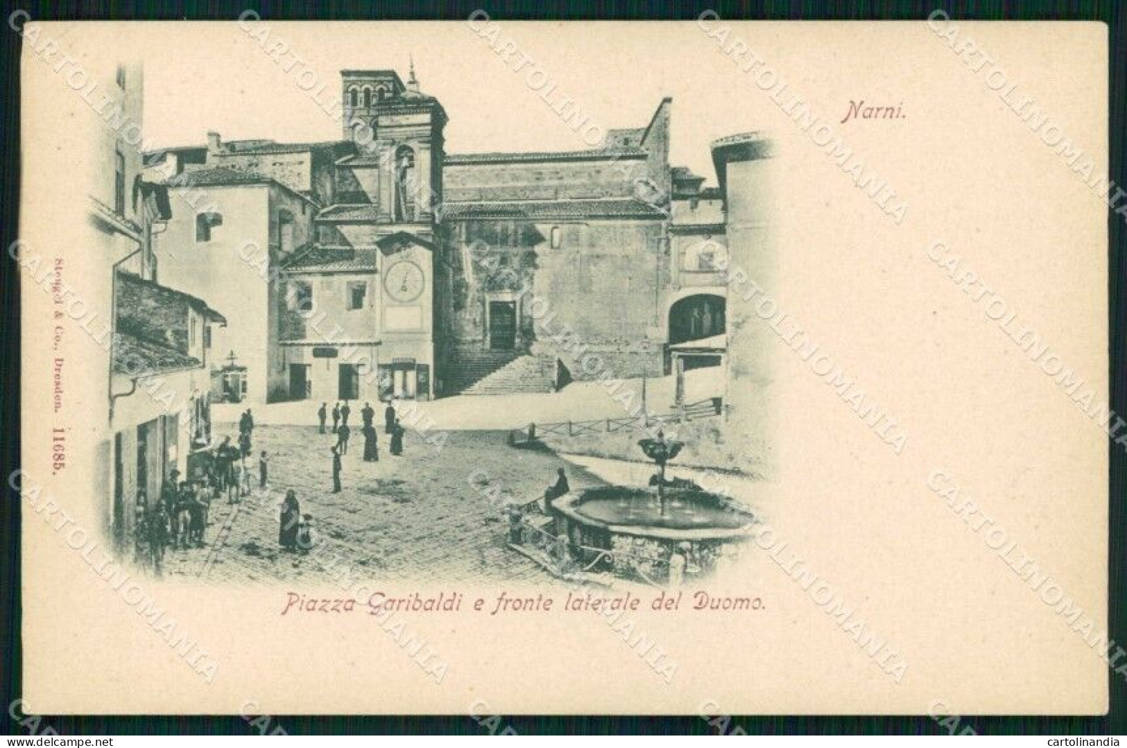 Terni Narni Piazza Garibaldi Laterale Duomo Stengel 11685 Cartolina RB9420 - Terni