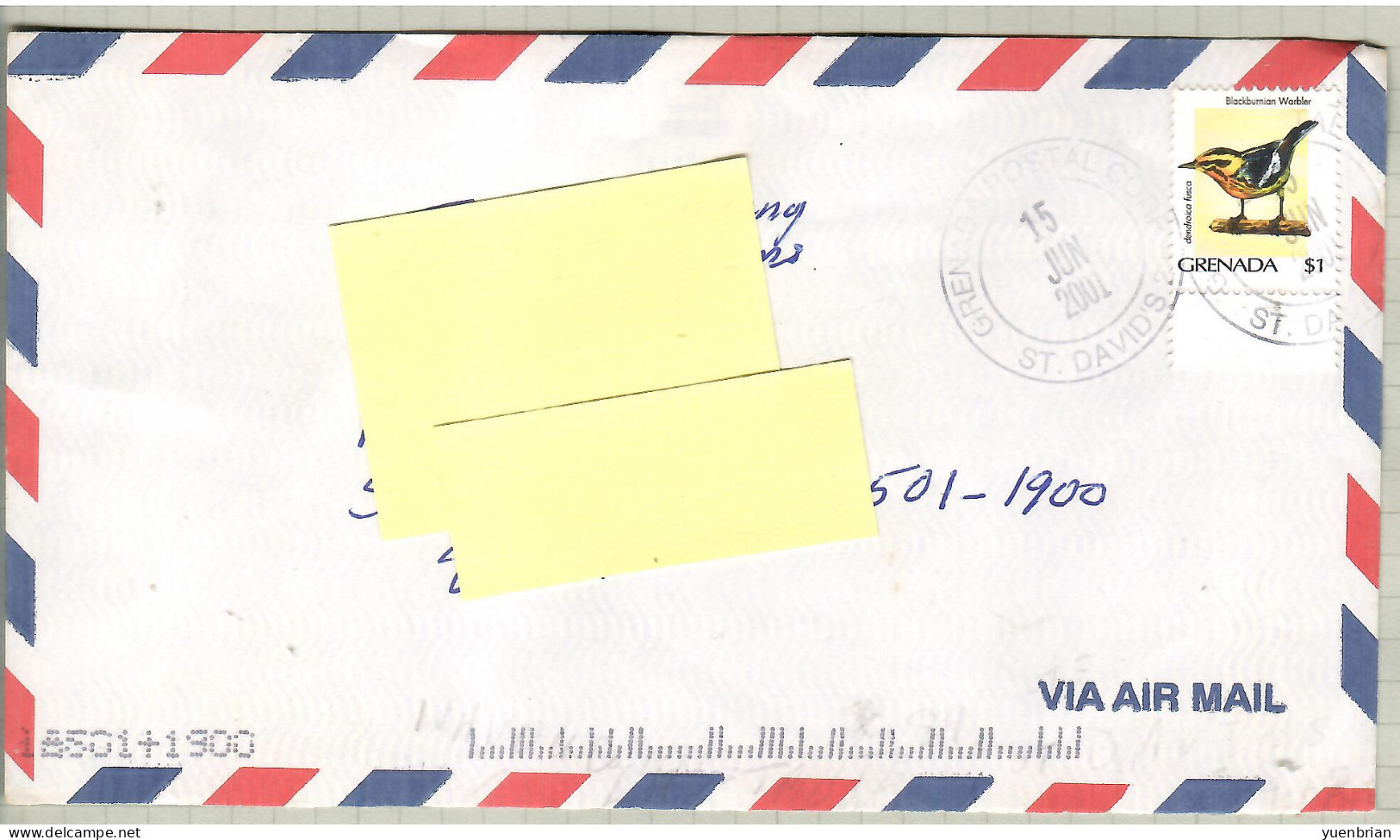 Grenada 2001, Bird, Birds, Circulated Cover - Other & Unclassified