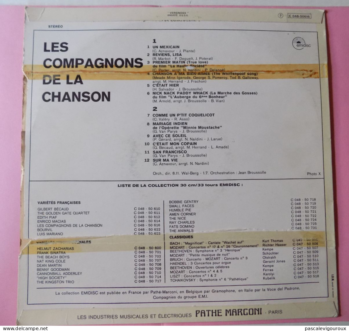 Disque Vinyle 33 T Les Compagnons De La Chanson – Un Mexicain - Otros - Canción Francesa