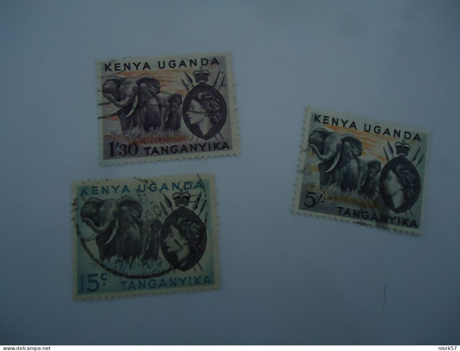 KENYA  UGANDA TANGANYIKA   3  USED STAMPS  ANIMALS ELEPHANTS - Elefanti