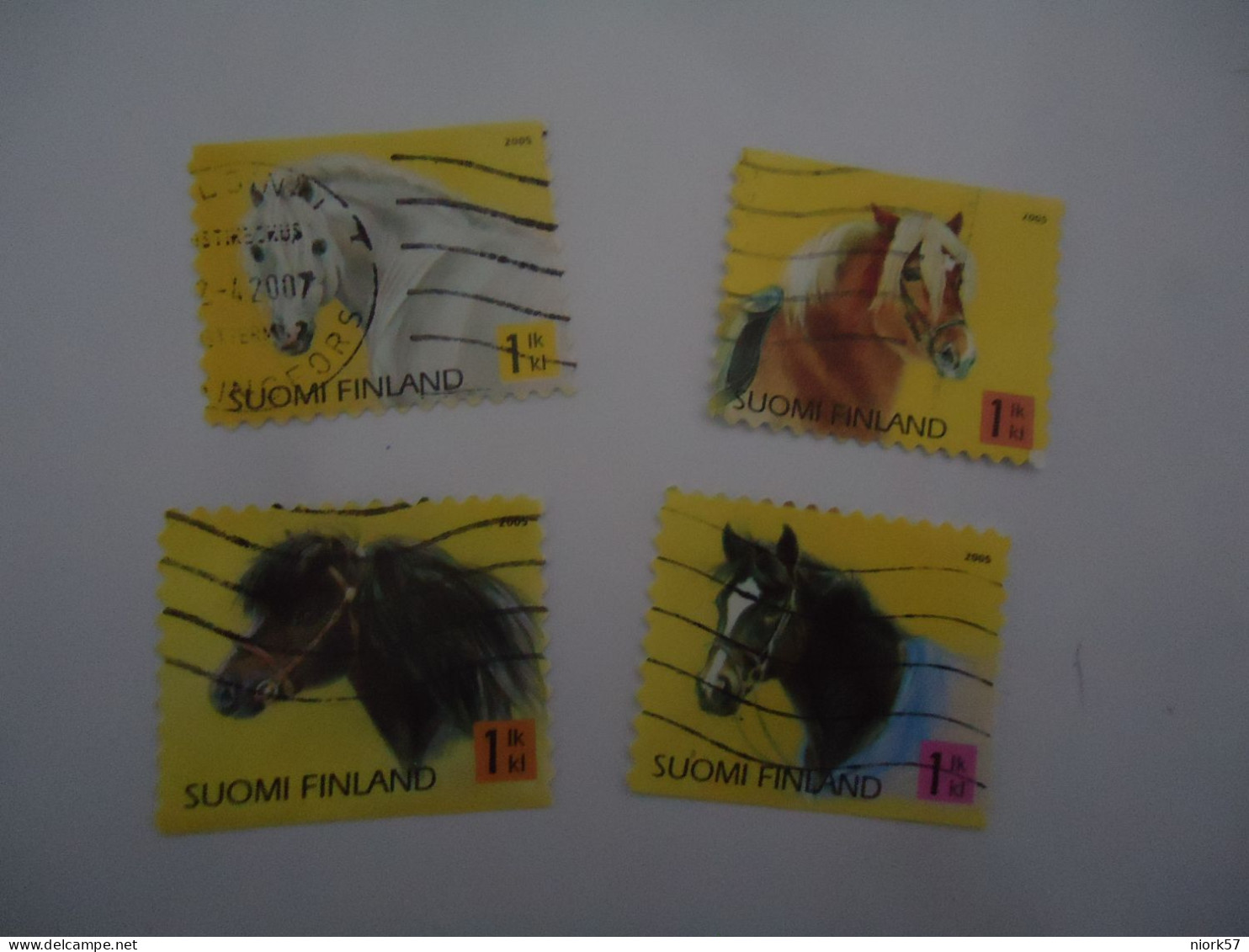FINLAND  USED   4 ANIMALS  HORSES - Chevaux