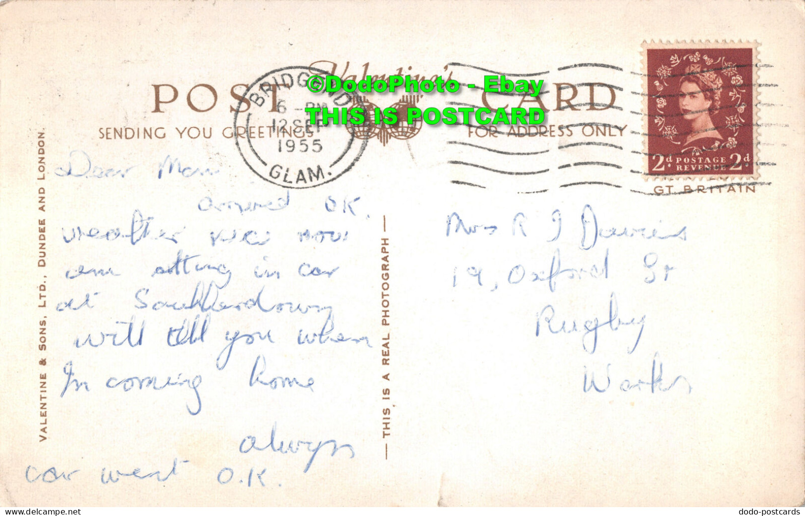 R400262 Love To All At Home From Southerndown. W. 4141. Valentines. RP. 1955. Mu - Mondo