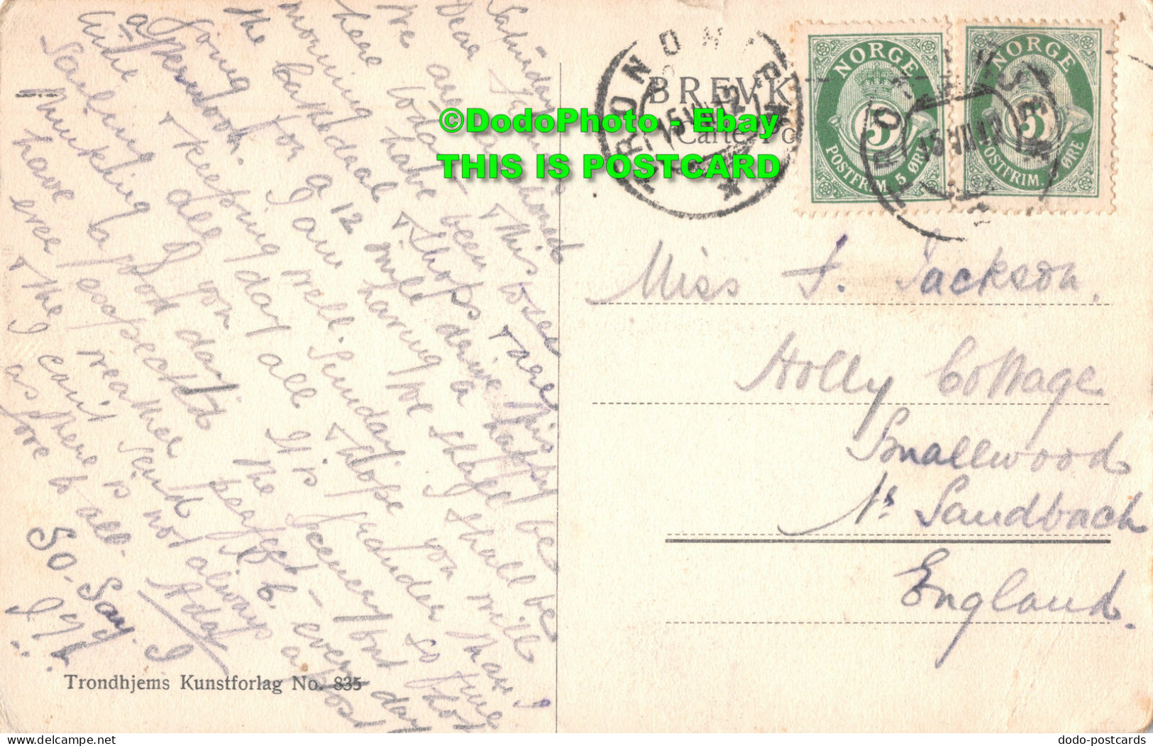 R400688 Trondhjem. No. 835. Postcard. 1912 - Mondo
