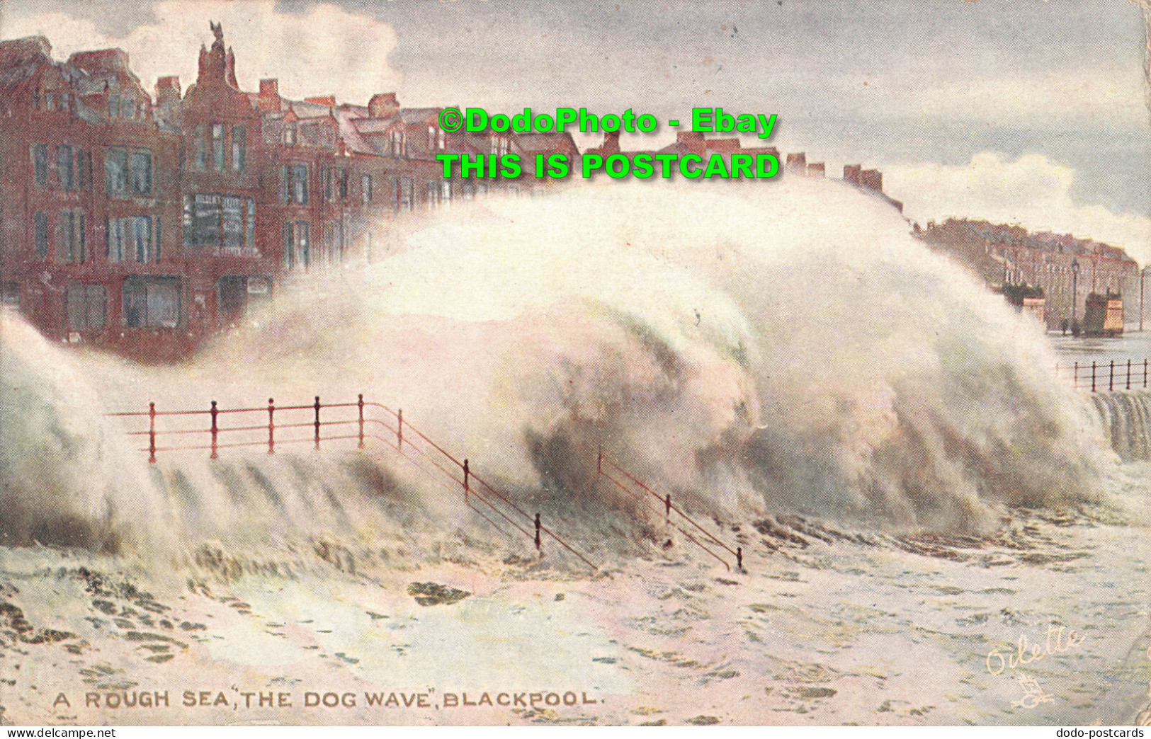 R400292 A Rough Sea. The Dog Wave. Blackpool. Tuck. Oilette. 7513. 1907 - Mondo