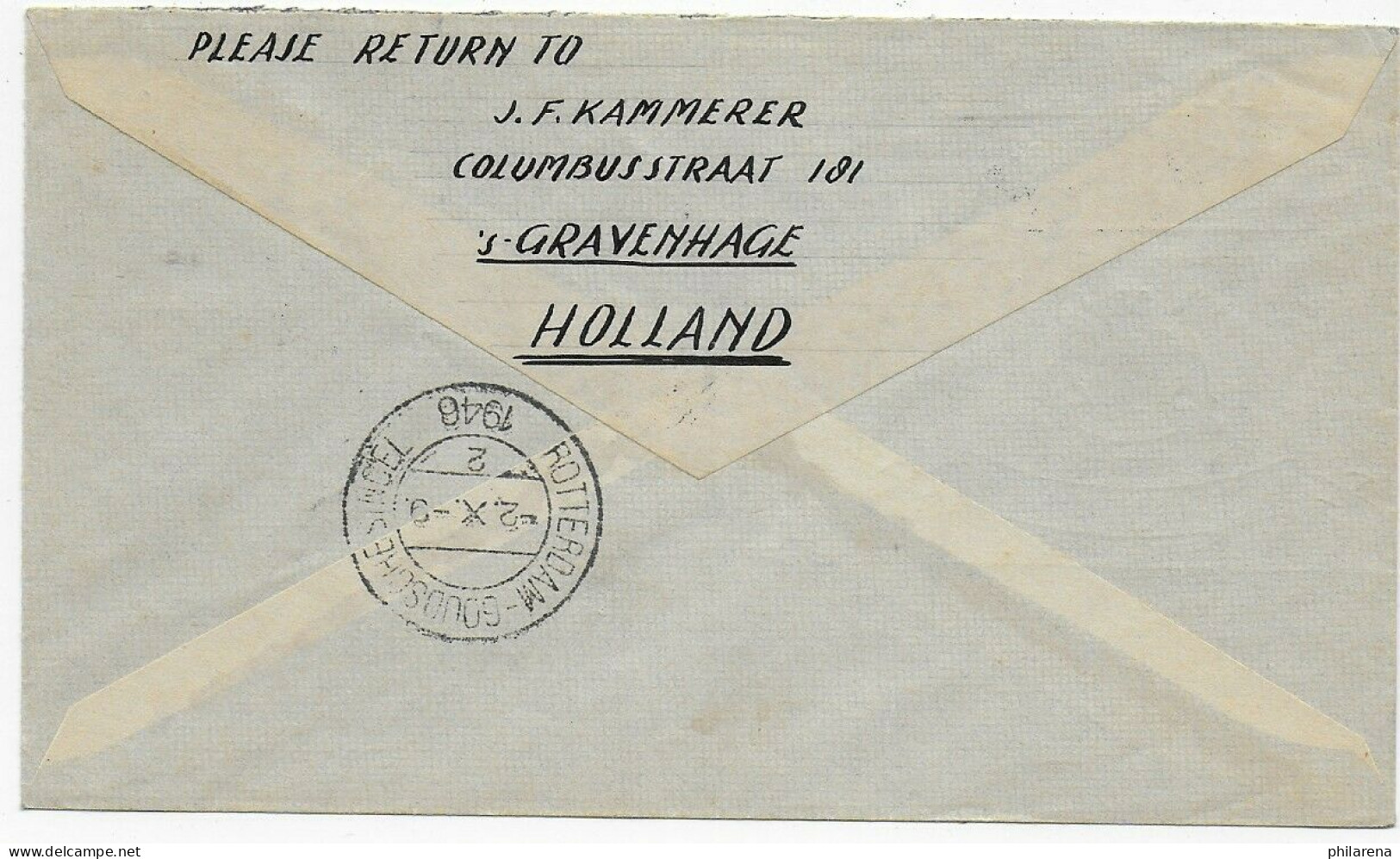 KLM Luftpost - Air Mail: Amsterdam - Süd Afrika - Johannesburg, Retour, 1946 - Other & Unclassified