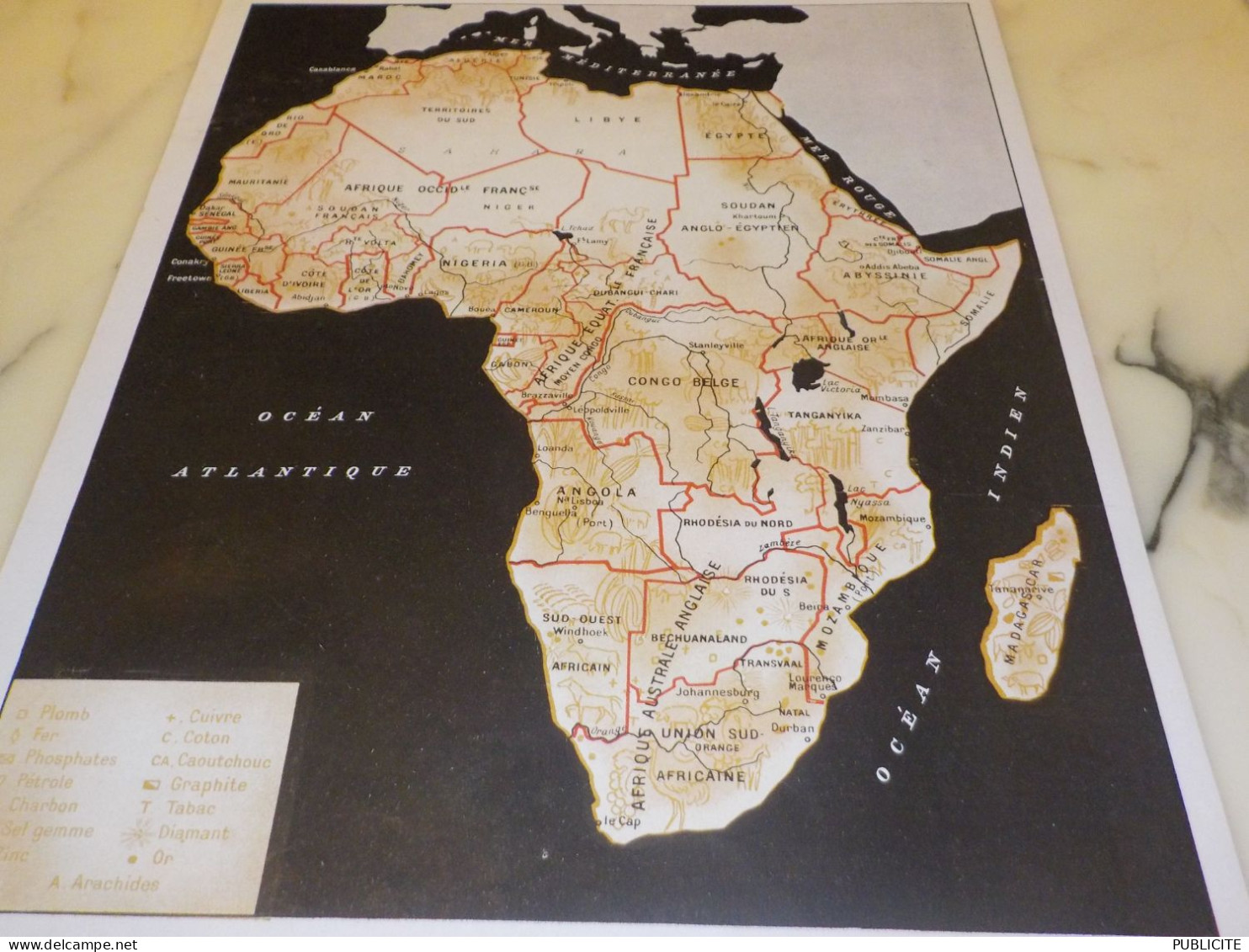 CARTE D AFRIQUE MATIERE PREMIERE 1948 - Publicidad